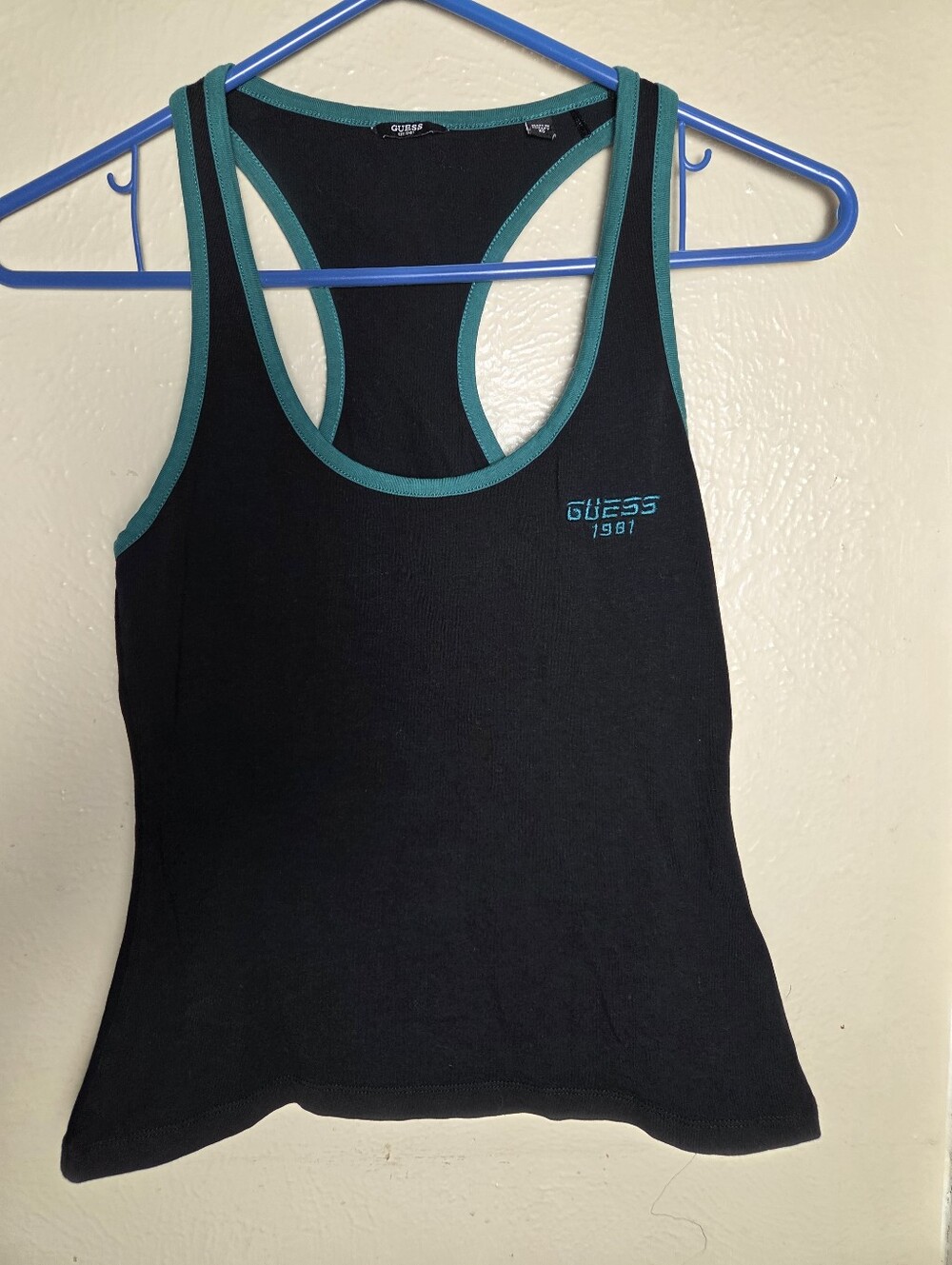 Guess 1981 Women's Racerback Black Green Tank Top Size Xs